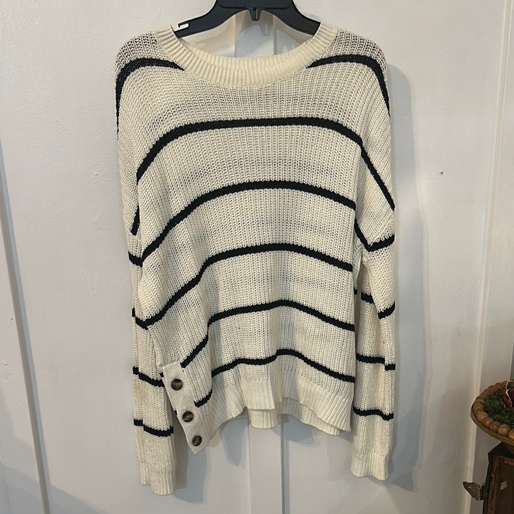 Abound Cream and Black Striped Women's Sweater